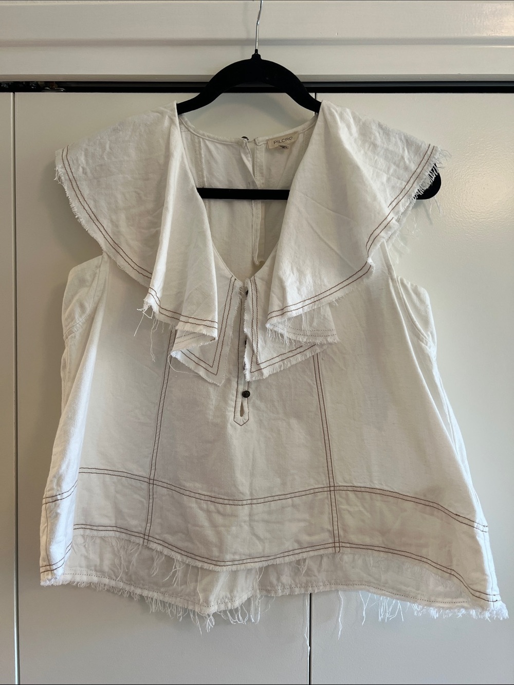 Pilcro White Ruffle Sailor Collar Top - Picture 3 of 11